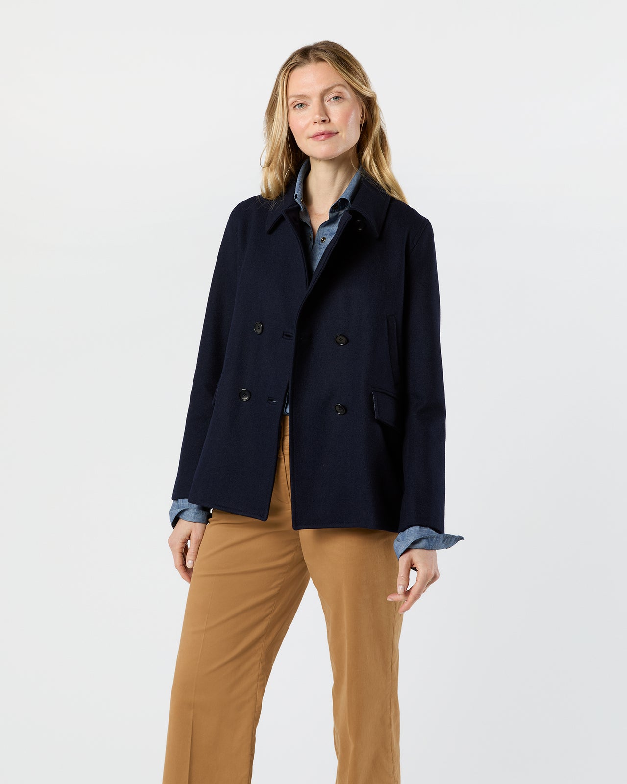 Clark Peacoat in Navy Pilot Cloth | Shop Ann Mashburn