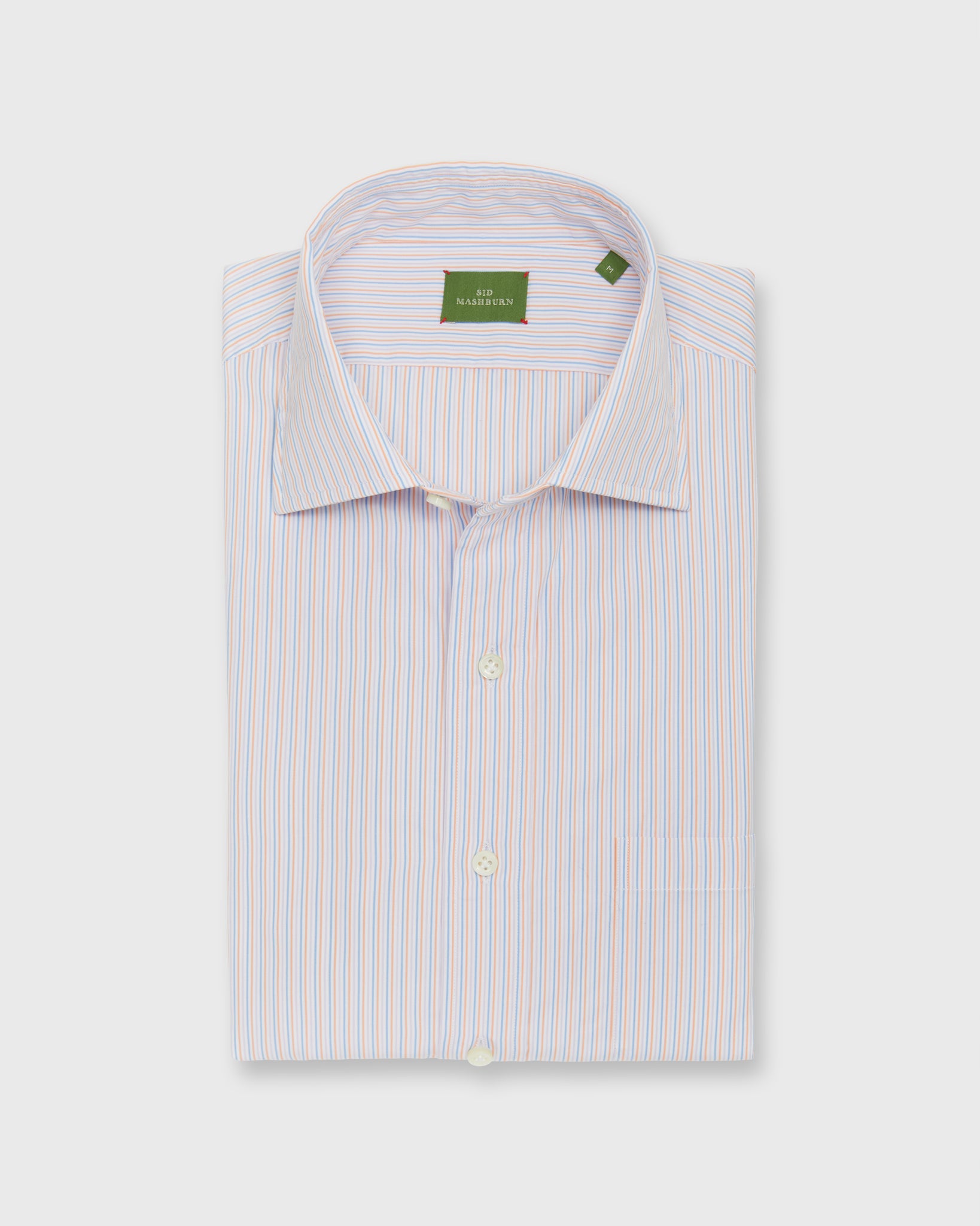 Otto Handmade Sport Shirt in Blue/Persimmon/Lavender Stripe Poplin