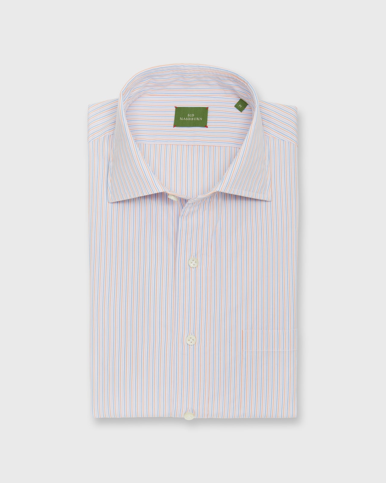 Otto Handmade Sport Shirt in Blue/Persimmon/Lavender Stripe Poplin