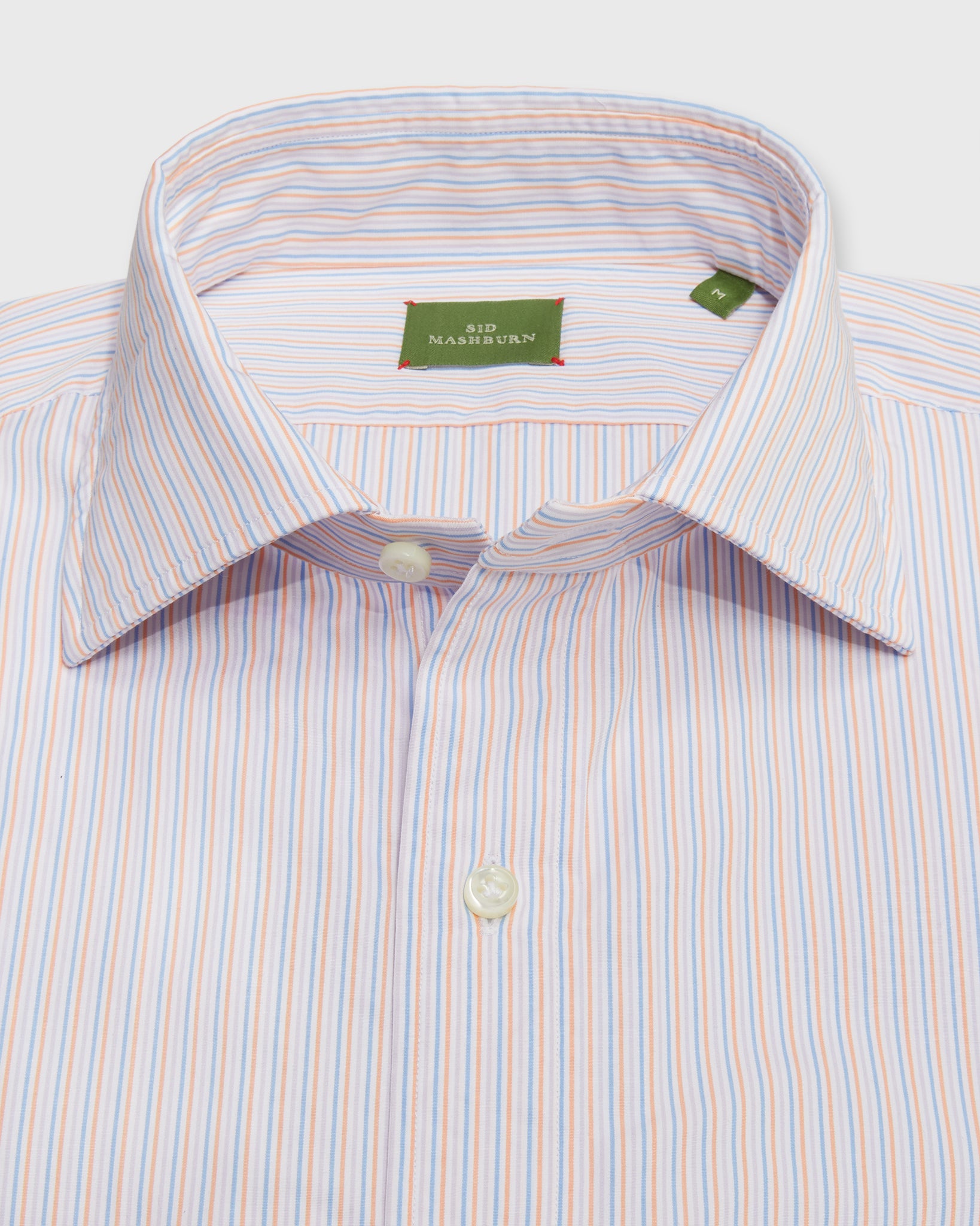 Otto Handmade Sport Shirt in Blue/Persimmon/Lavender Stripe Poplin