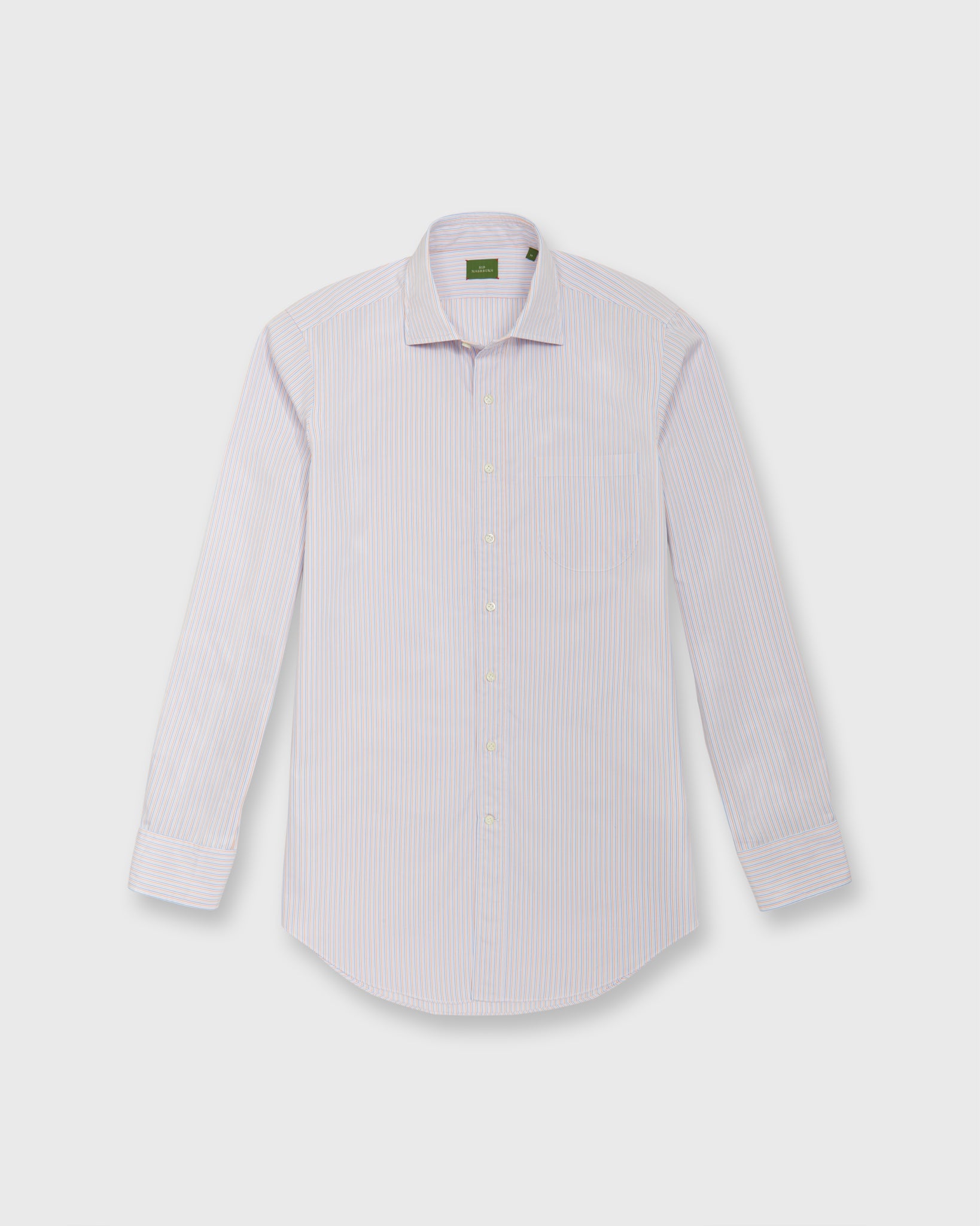 Otto Handmade Sport Shirt in Blue/Persimmon/Lavender Stripe Poplin