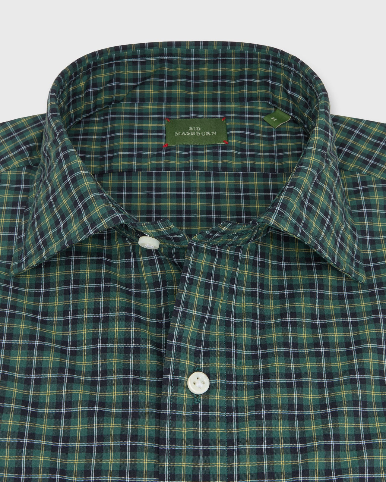 Otto Handmade Sport Shirt in Forest/Yellow/Sky Check Poplin