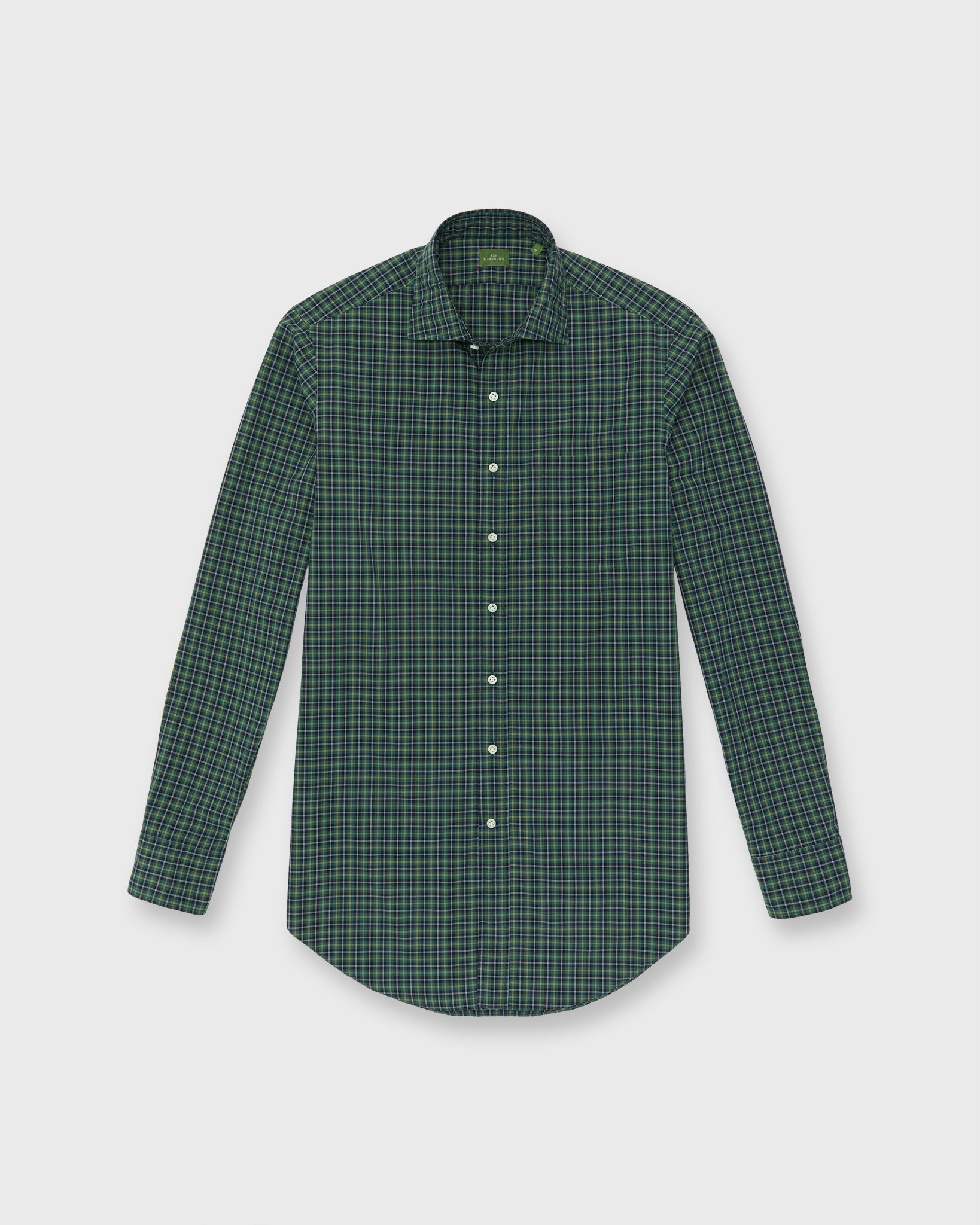 Otto Handmade Sport Shirt in Forest/Yellow/Sky Check Poplin