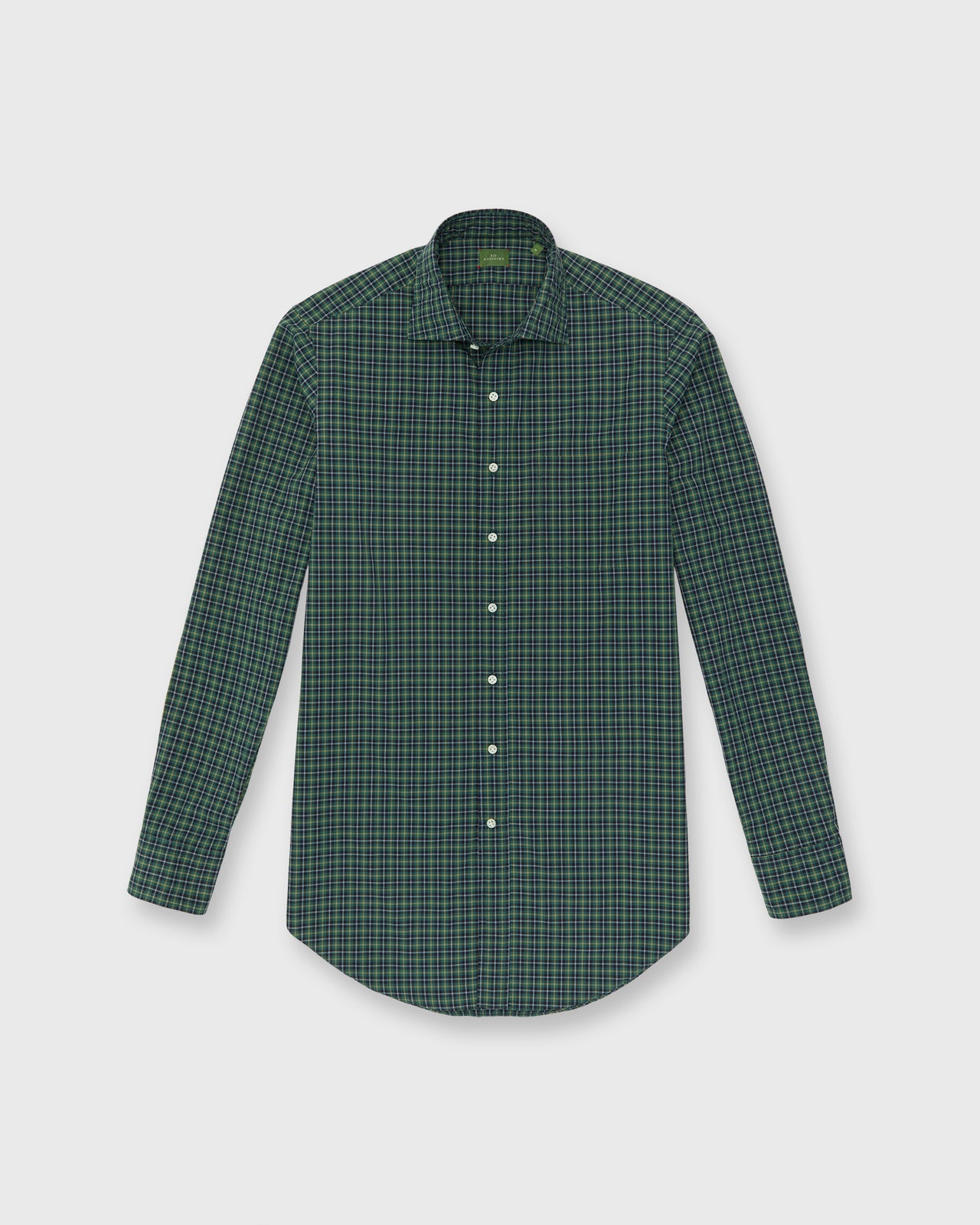 Otto Handmade Sport Shirt in Forest/Yellow/Sky Check Poplin
