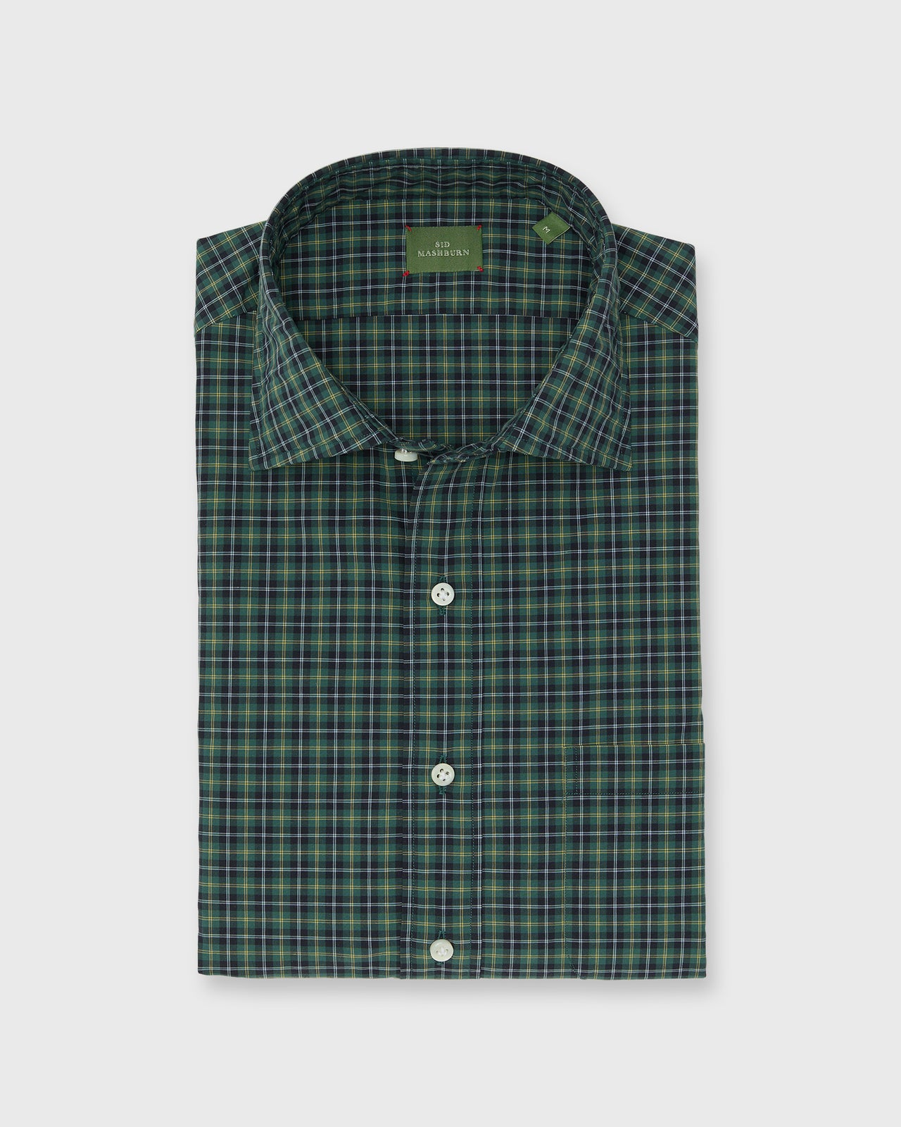 Otto Handmade Sport Shirt in Forest/Yellow/Sky Check Poplin