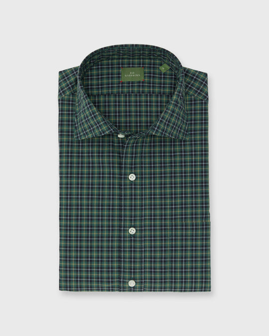 Otto Handmade Sport Shirt in Forest/Yellow/Sky Check Poplin