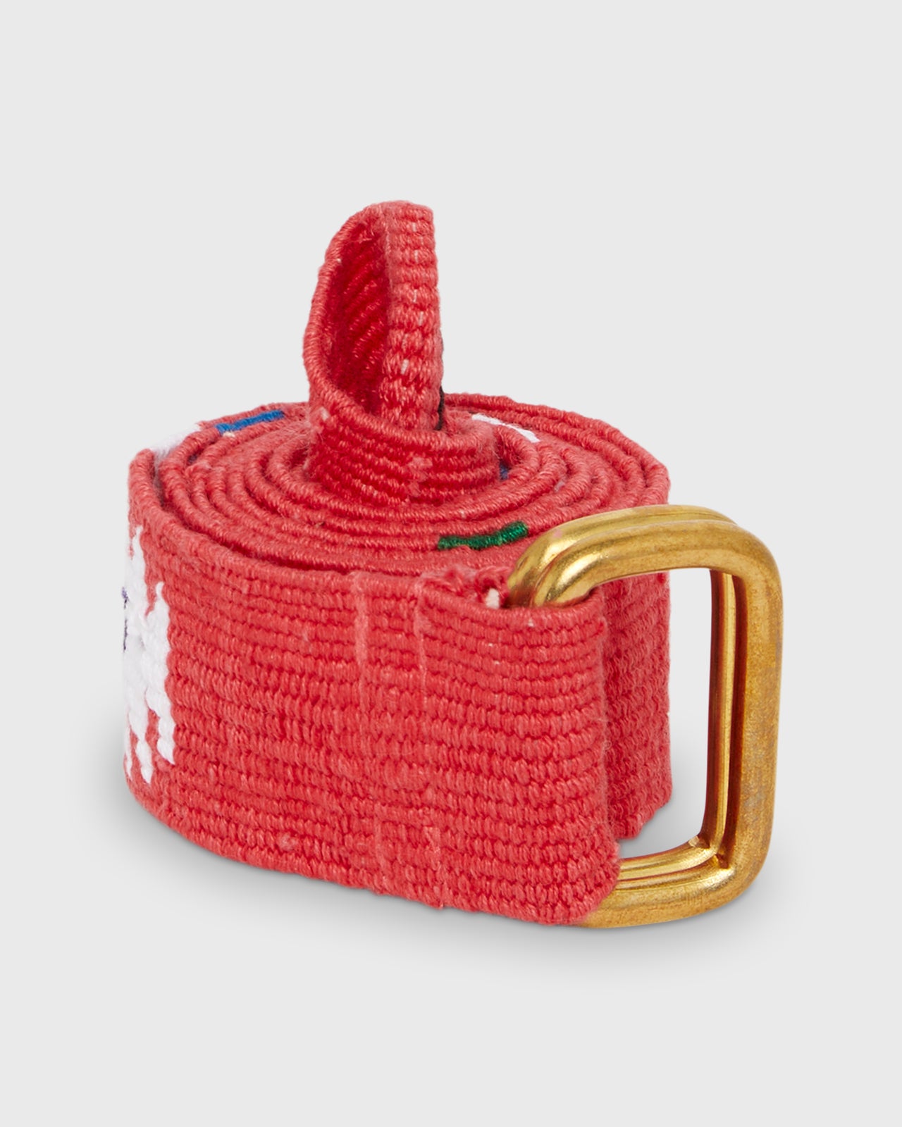 Hand-Loomed D-Ring Belt in Watermelon Tribal