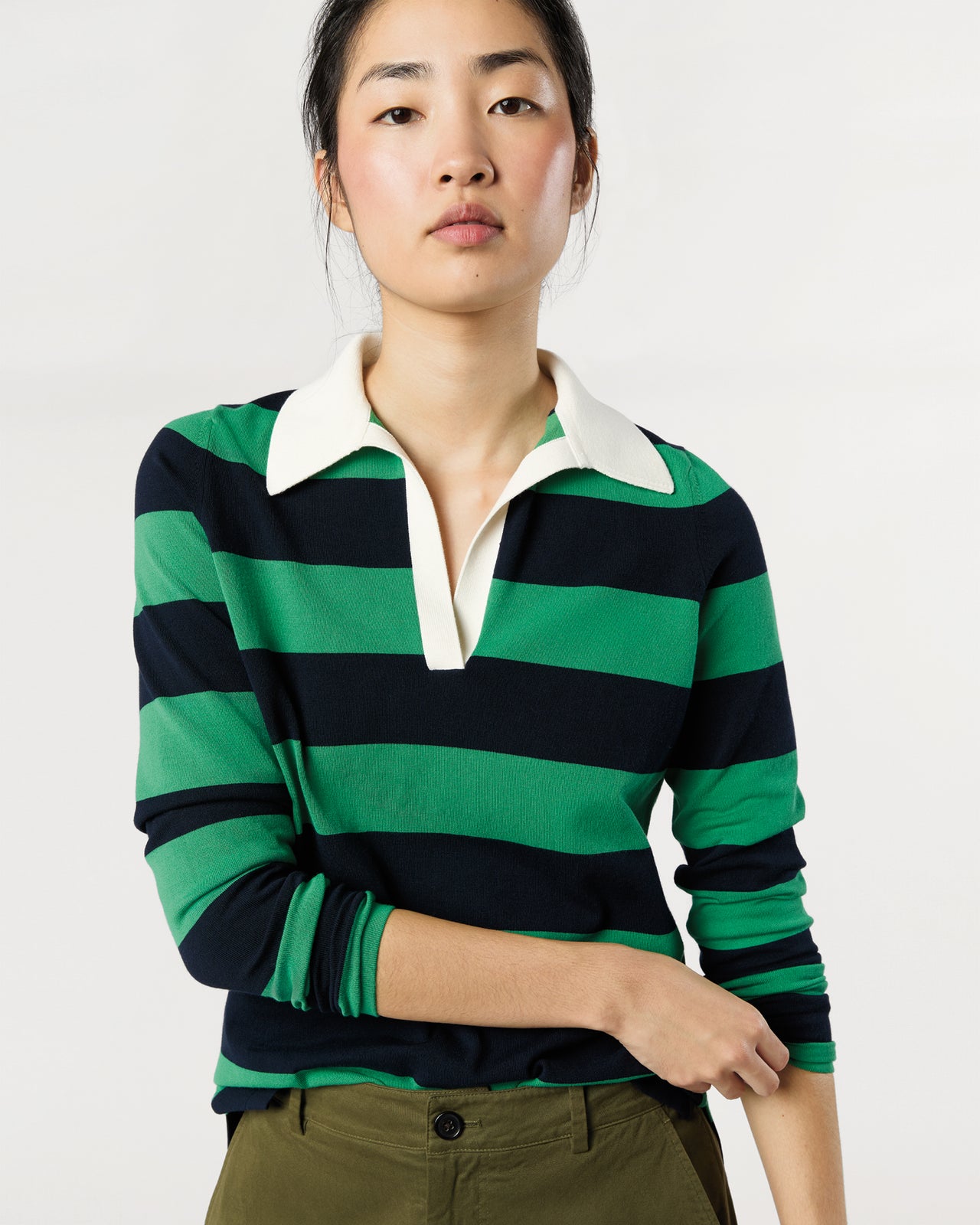 Georgina Rugby Sweater in Kelly Green Ice Cotton