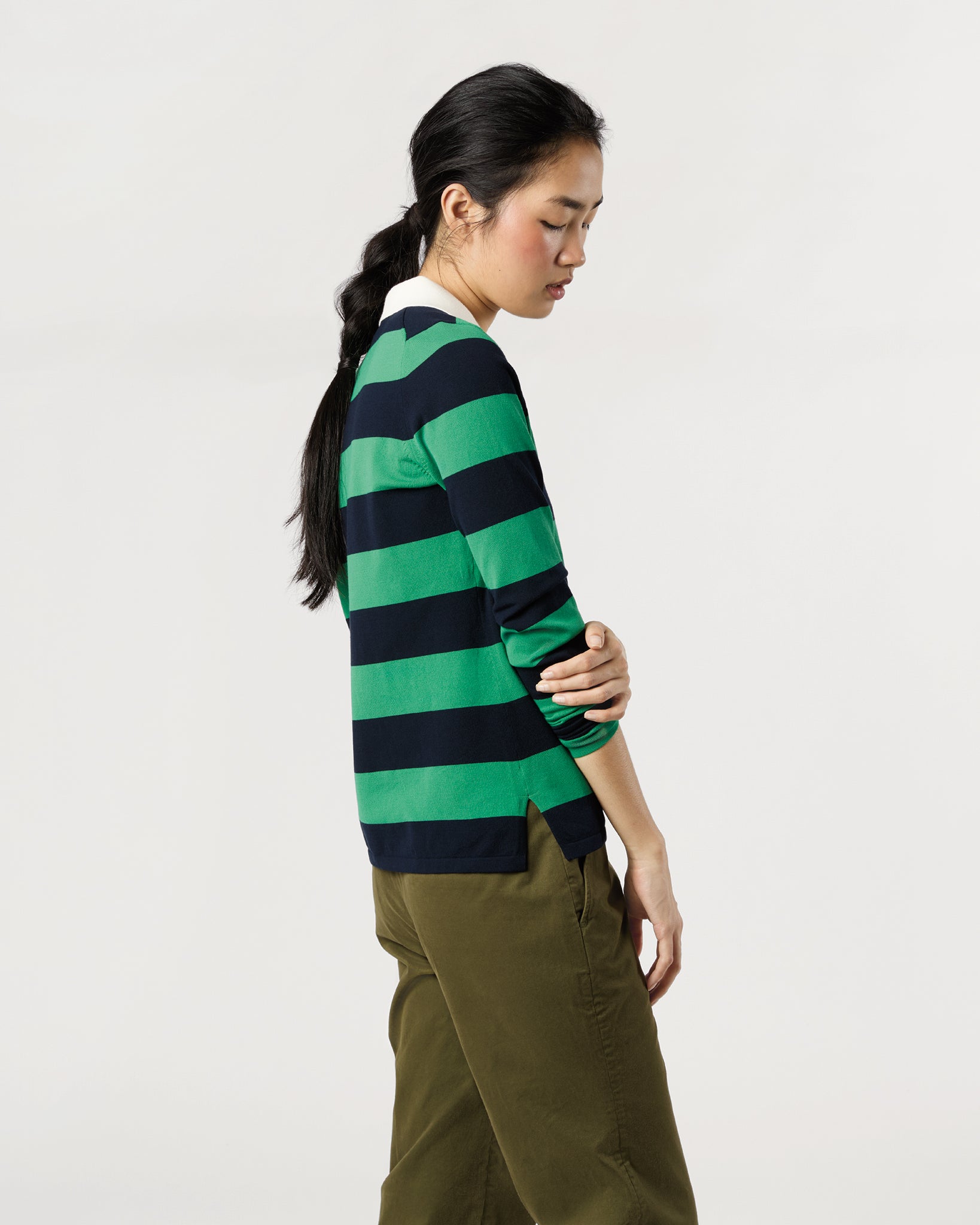 Georgina Rugby Sweater in Kelly Green Ice Cotton