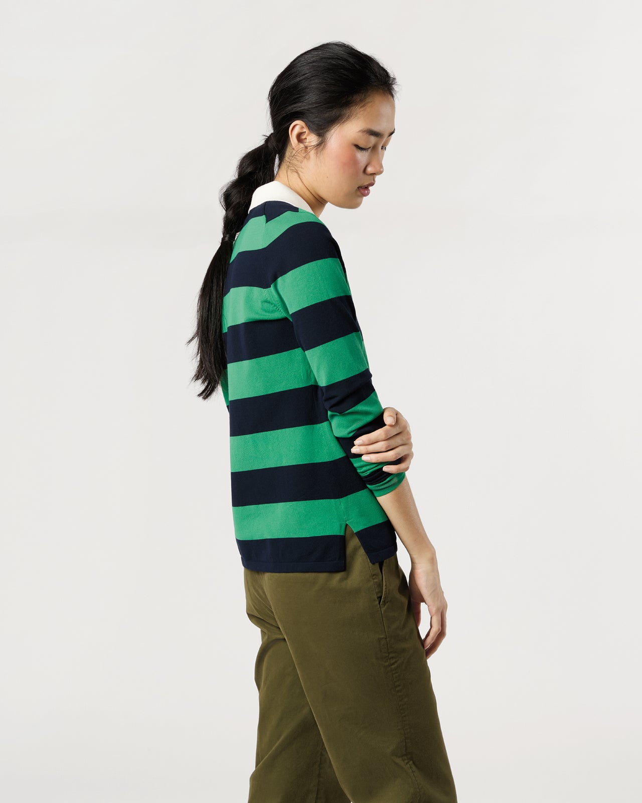 Georgina Rugby Sweater in Kelly Green Ice Cotton