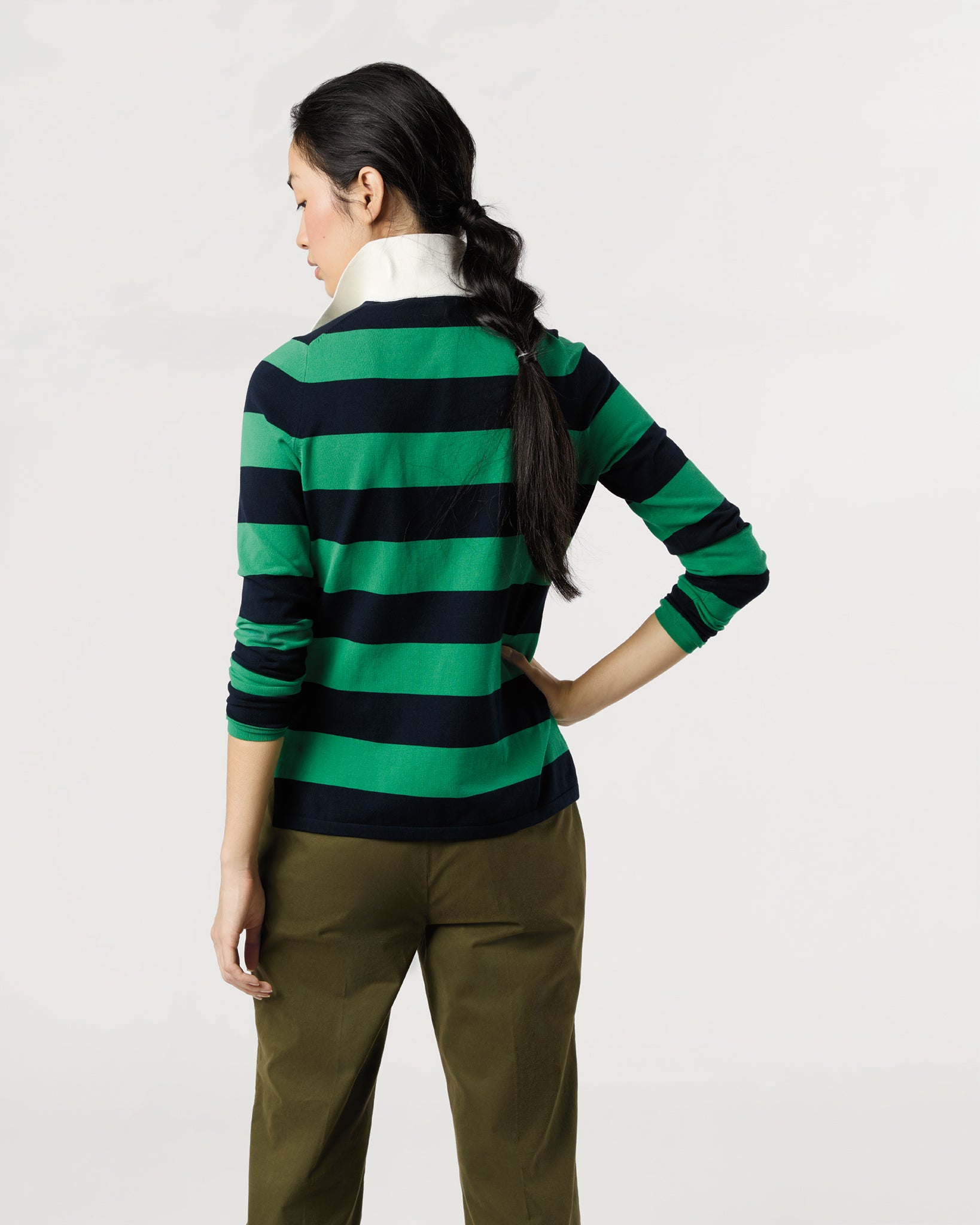 Georgina Rugby Sweater in Kelly Green Ice Cotton