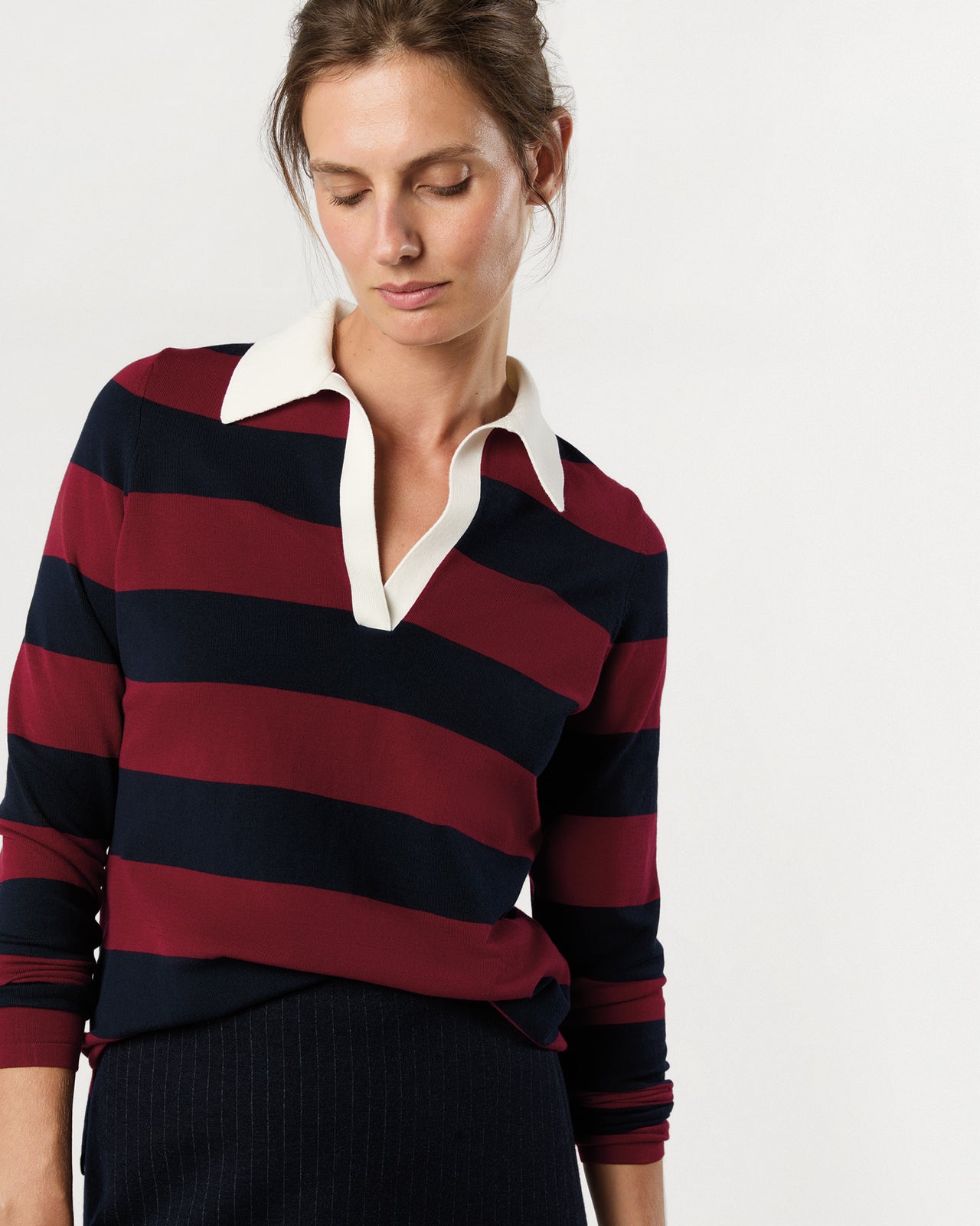 Georgina Rugby Sweater in Dark Cherry Ice Cotton