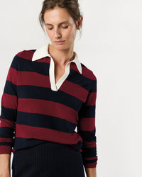 Georgina Rugby Sweater in Dark Cherry Ice Cotton