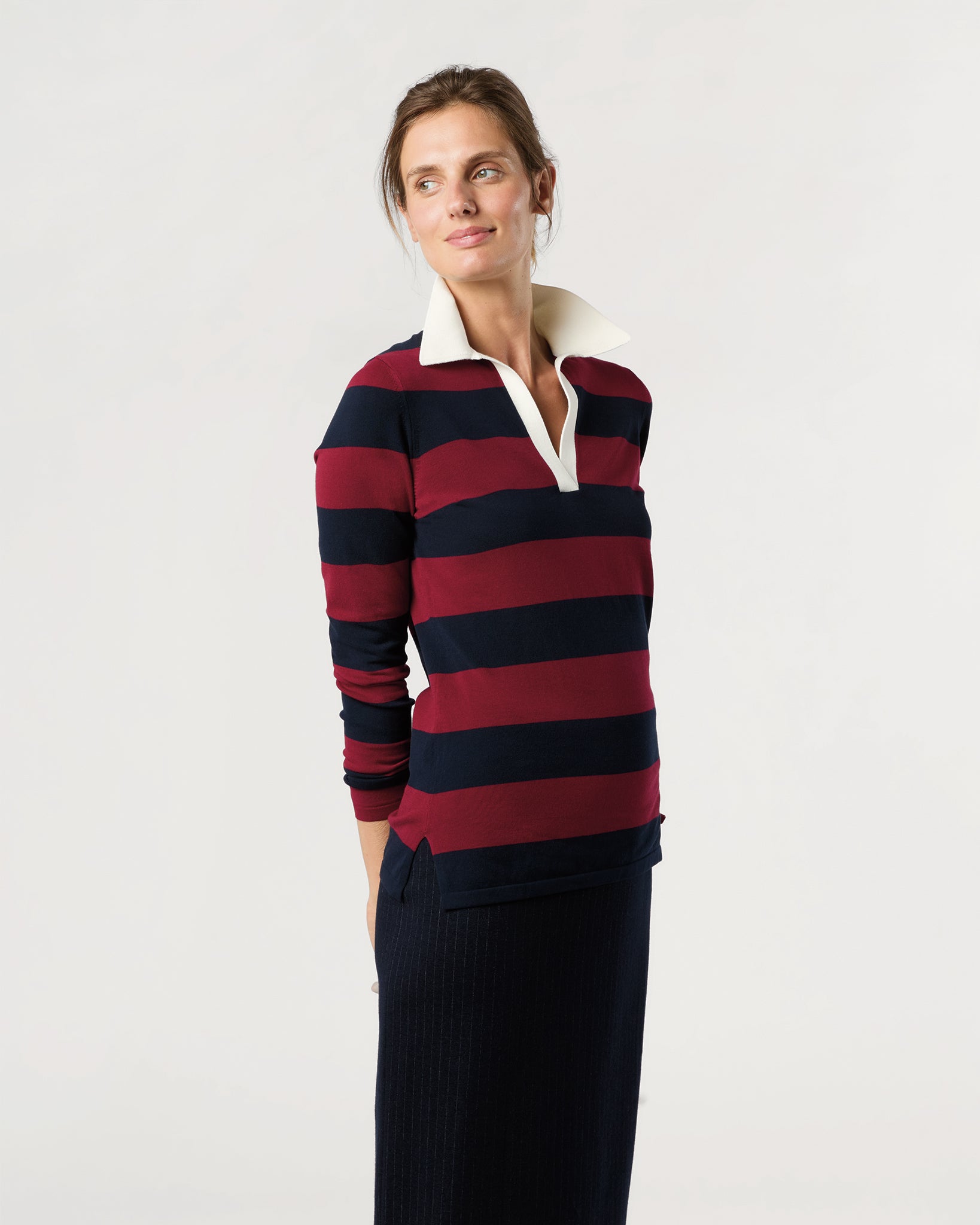 Georgina Rugby Sweater in Dark Cherry Ice Cotton