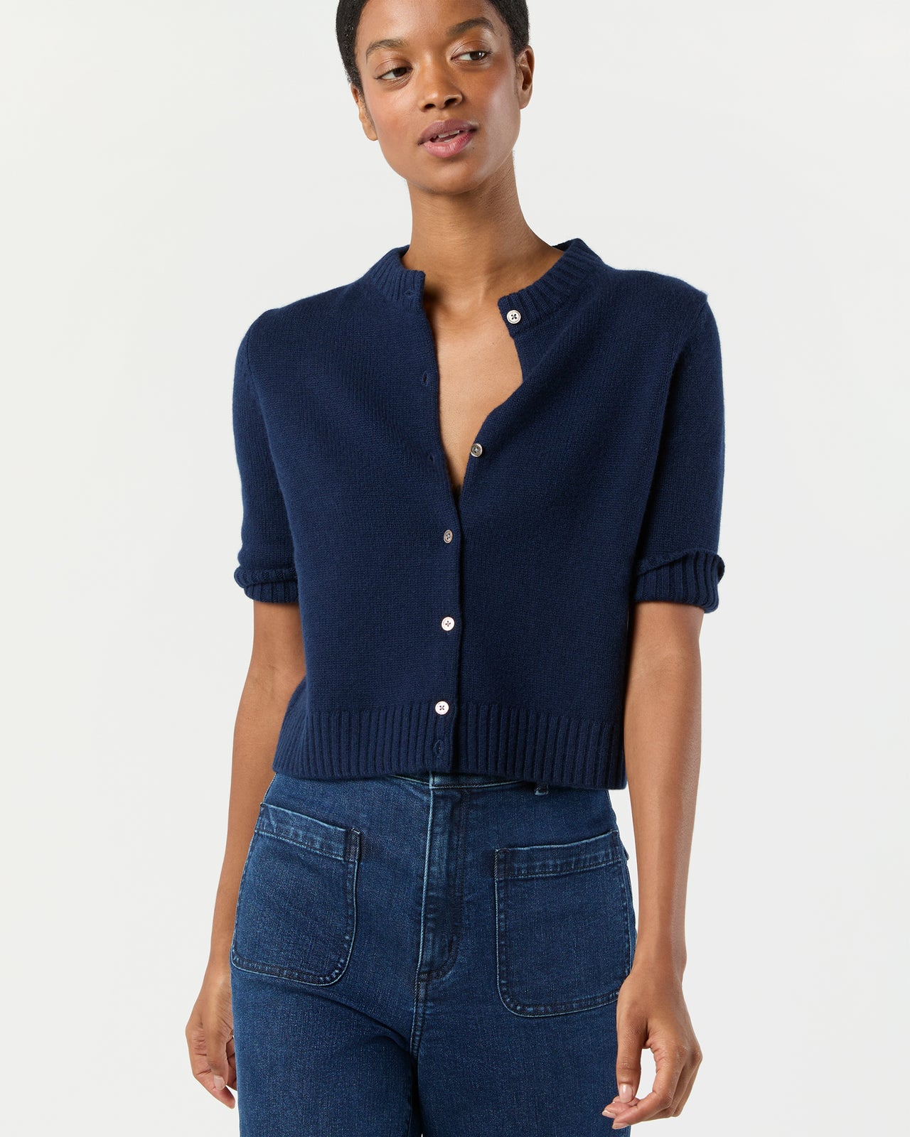Kelly Cardigan in Navy Cashmere | Shop Ann Mashburn