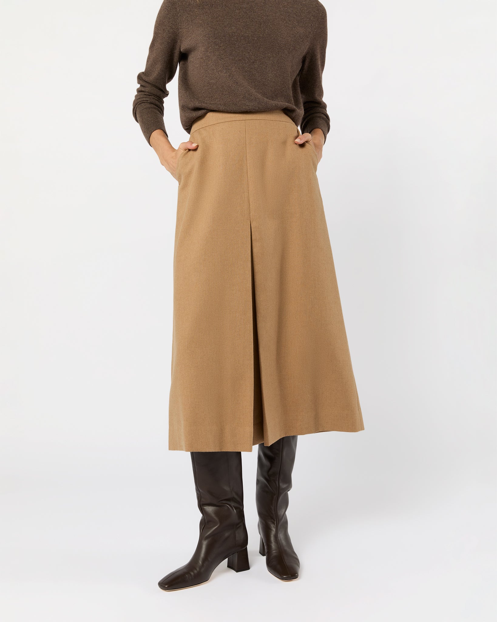 Juniper Skirt in Camel Hair Flannel | Shop Ann Mashburn