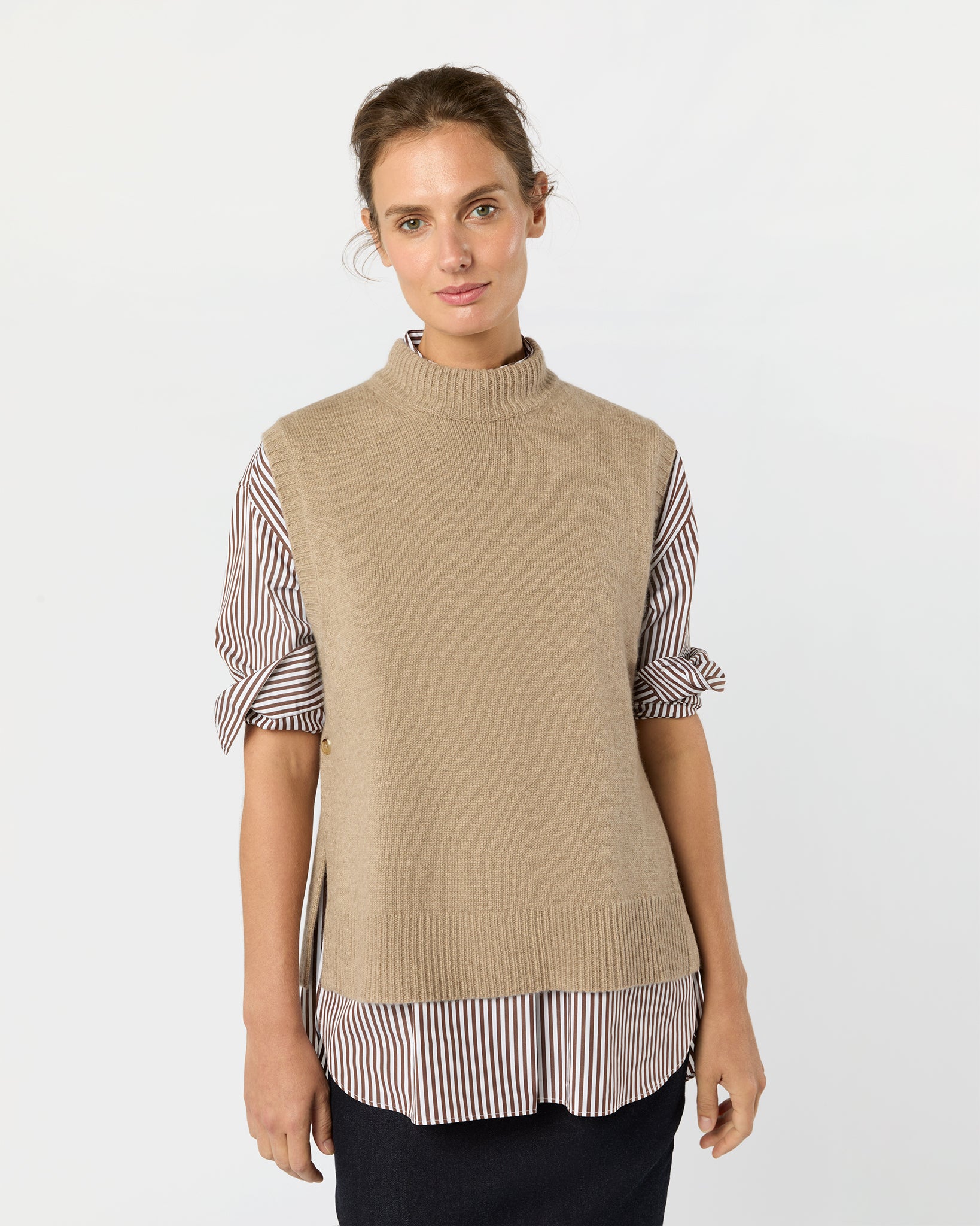 Marion Sweater in Heather Mink Cashmere