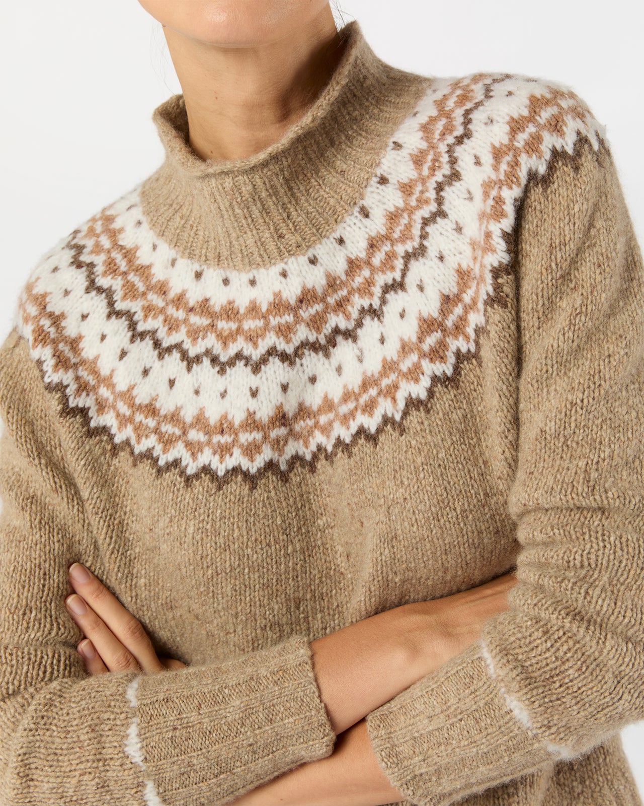 Marge Fair Isle Sweater in Camel Donegal Multi Cashmere