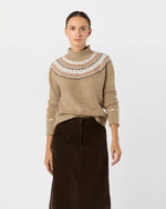 Load image into Gallery viewer, Marge Fair Isle Sweater in Camel Donegal Multi Cashmere
