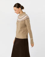 Load image into Gallery viewer, Marge Fair Isle Sweater in Camel Donegal Multi Cashmere
