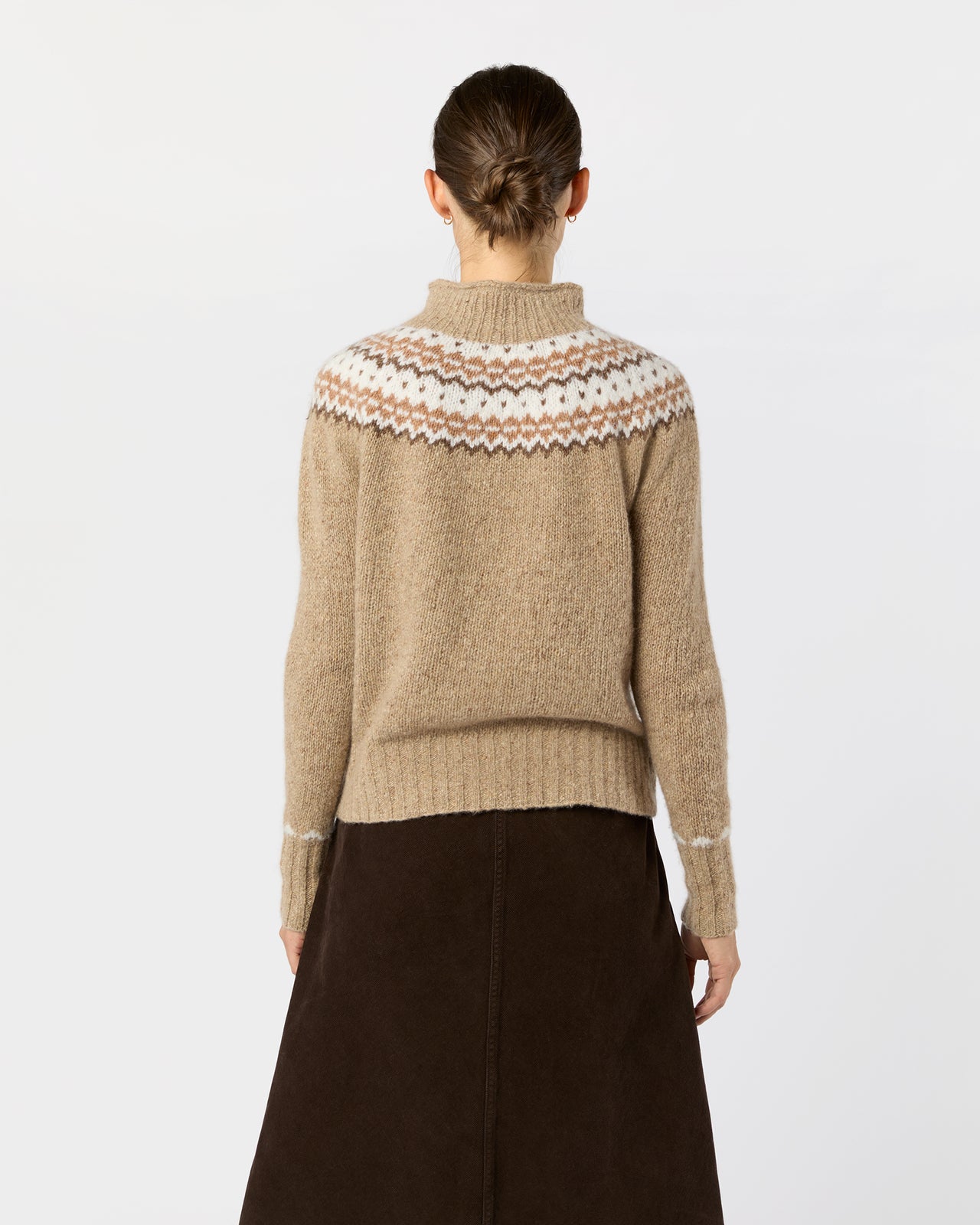 Marge Fair Isle Sweater in Camel Donegal Multi Cashmere