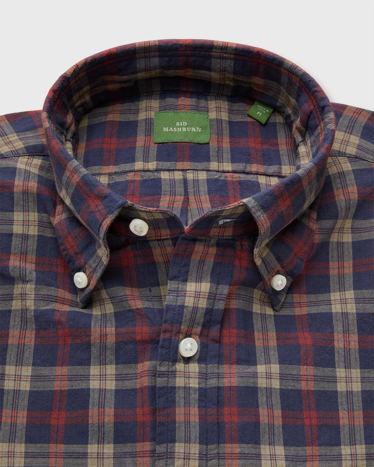 Button-Down Sport Shirt in Navy/Maple/Khaki Madras