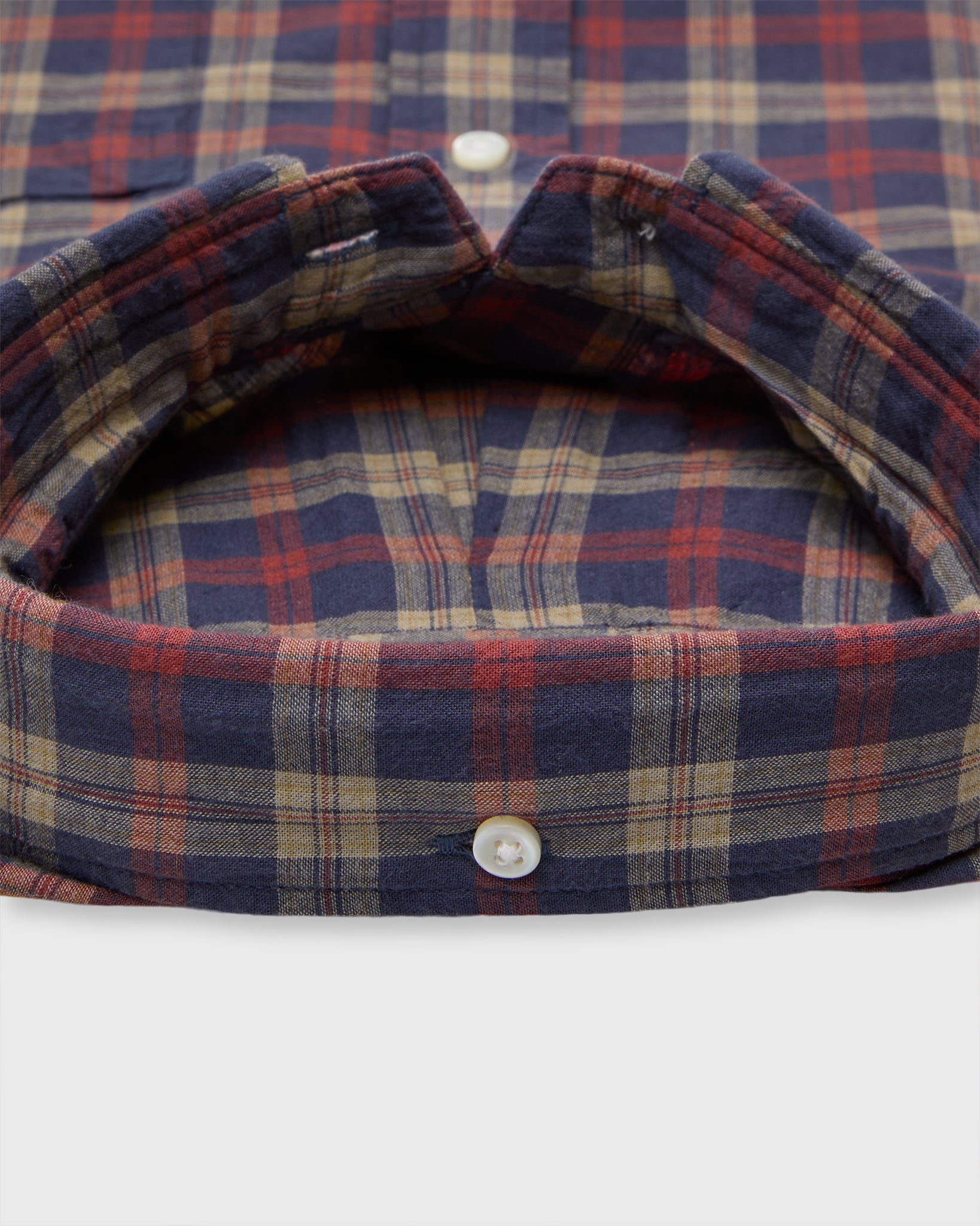Button-Down Sport Shirt in Navy/Maple/Khaki Madras