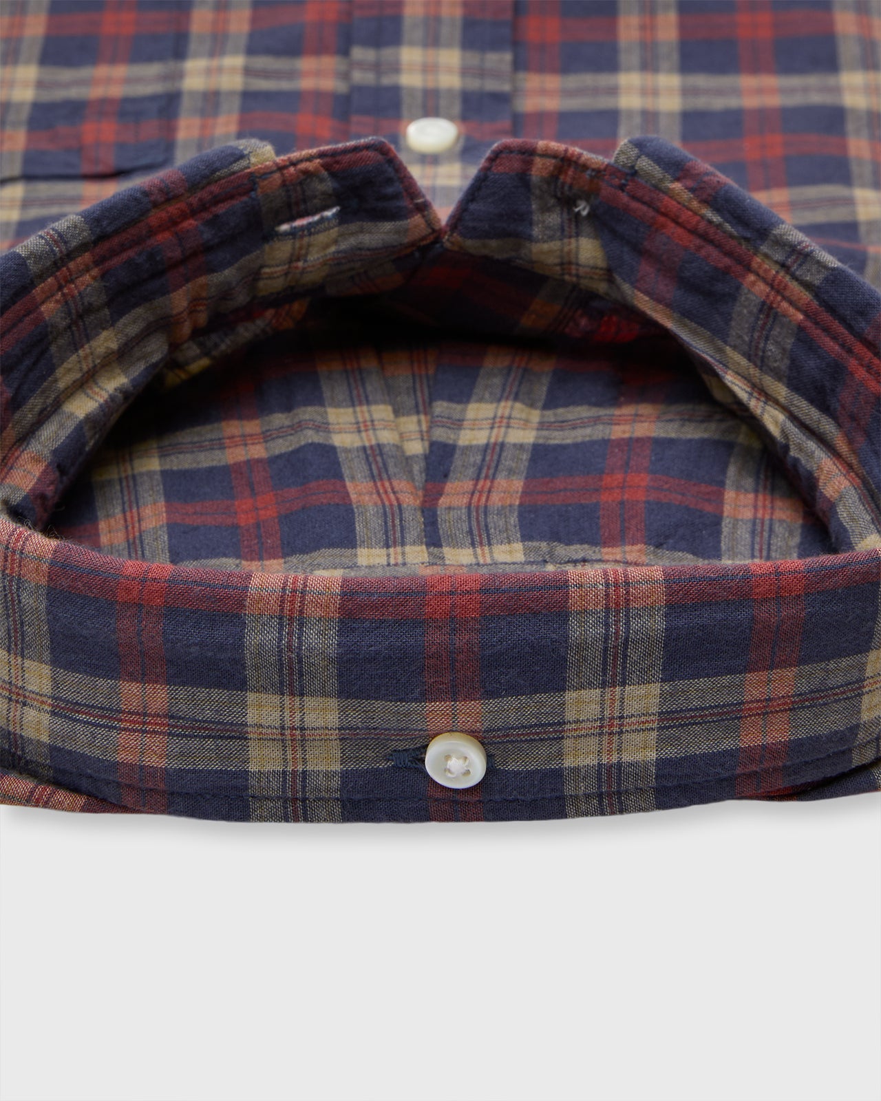 Button-Down Sport Shirt in Navy/Maple/Khaki Madras
