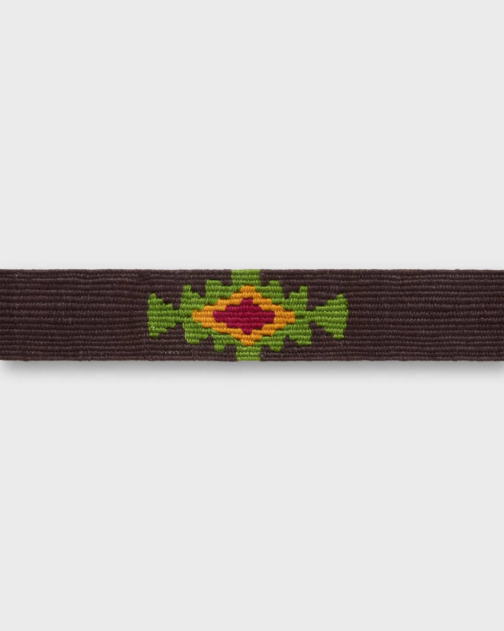 Hand-Loomed D-Ring Belt in Brown Tribal