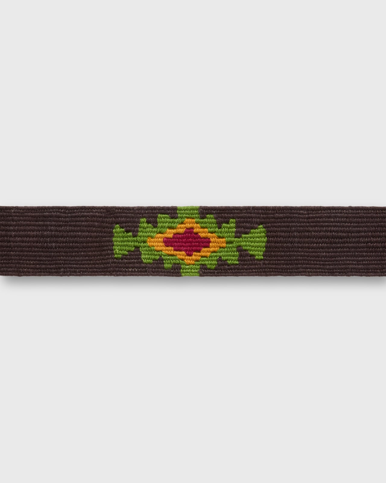 Hand-Loomed D-Ring Belt in Brown Tribal