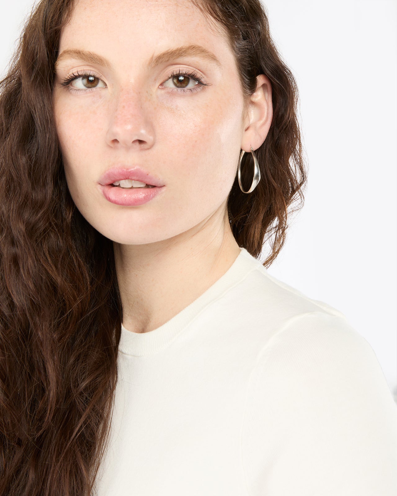 Irregular Hoop Earrings in Silver