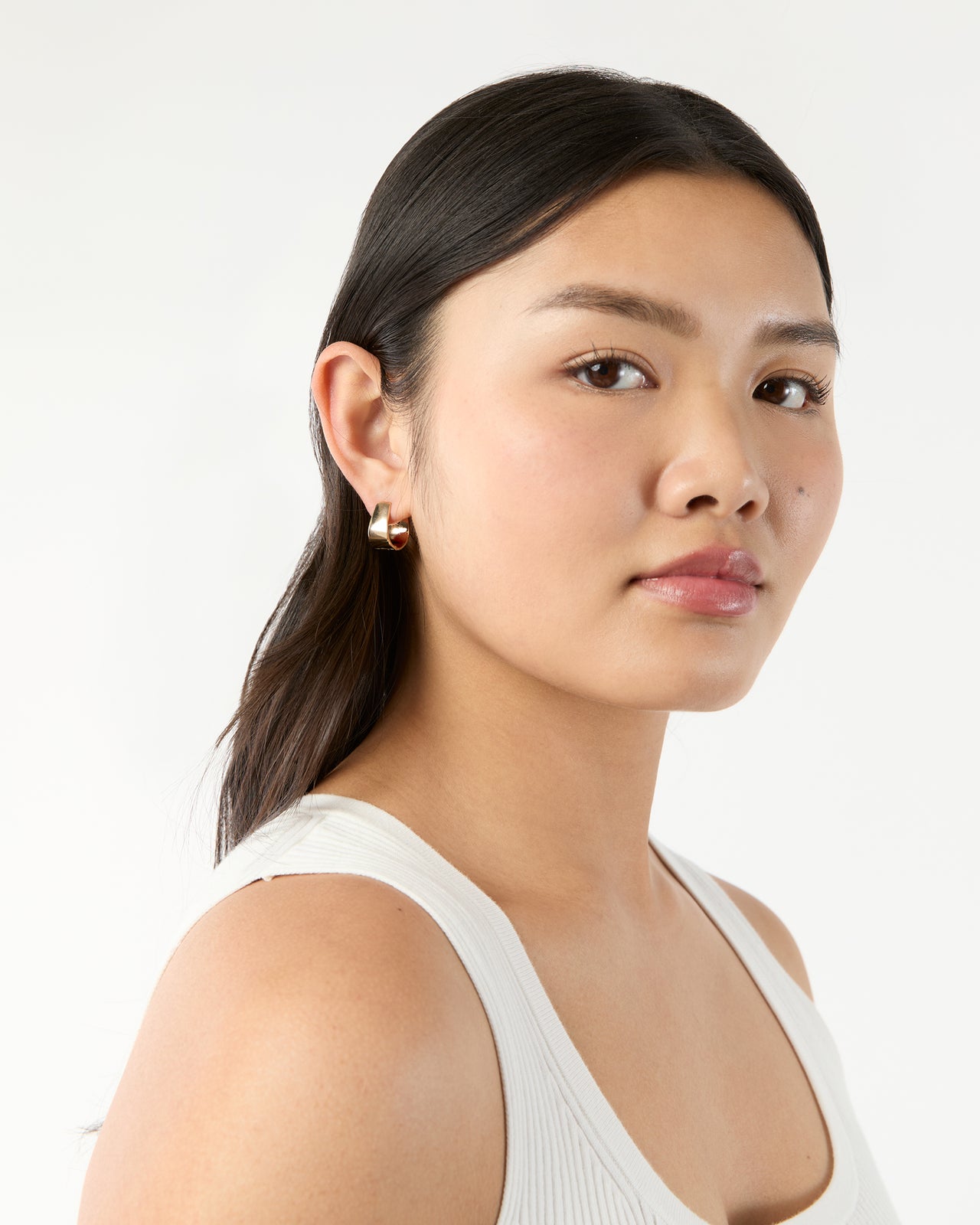 Small Wide Hoop Earrings in Gold