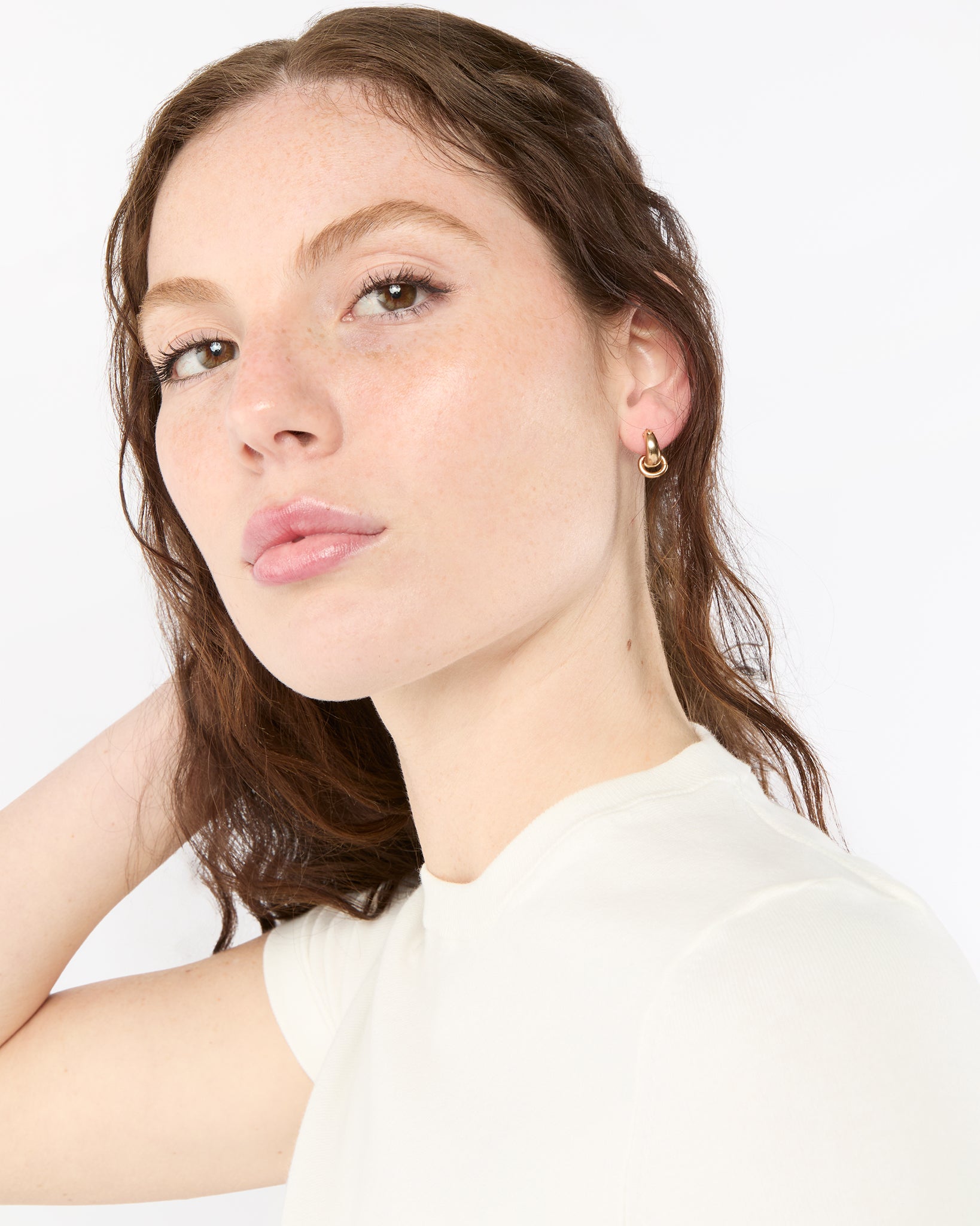 Small Double Hoop Earrings in Gold