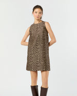 Load image into Gallery viewer, Susy Shift Dress in Chocolate/Camel Leopard Jacquard
