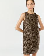 Load image into Gallery viewer, Susy Shift Dress in Chocolate/Camel Leopard Jacquard

