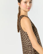 Load image into Gallery viewer, Susy Shift Dress in Chocolate/Camel Leopard Jacquard
