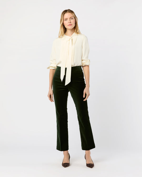 Fayette Flare Cropped Pant in Forest Stretch Velveteen