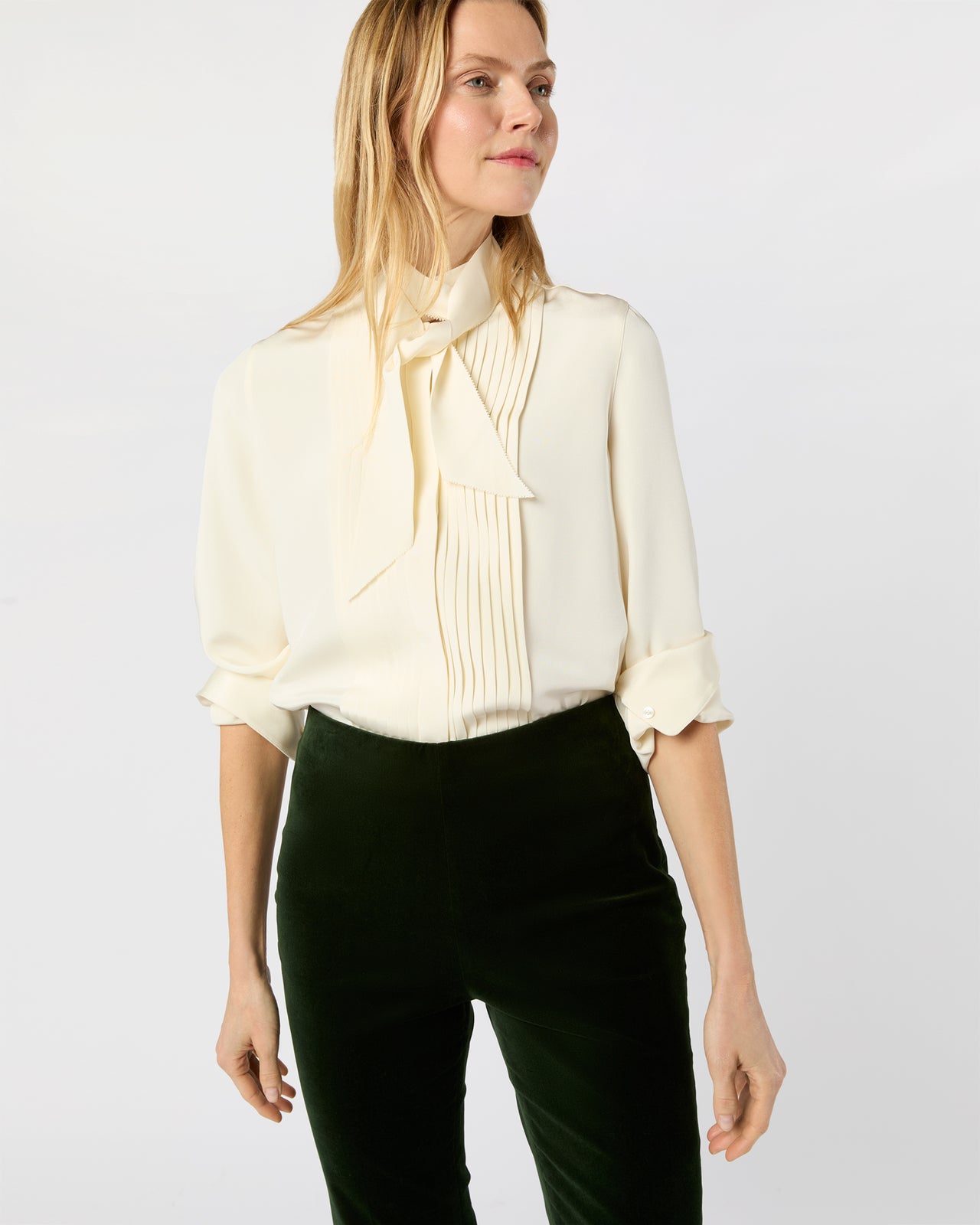 Fayette Flare Cropped Pant in Forest Stretch Velveteen