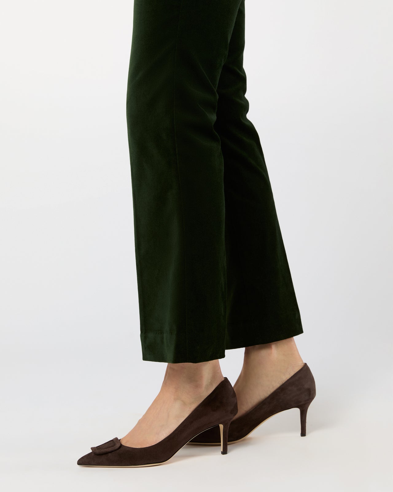 Fayette Flare Cropped Pant in Forest Stretch Velveteen