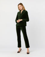 Load image into Gallery viewer, Fayette Flare Cropped Pant in Forest Stretch Velveteen

