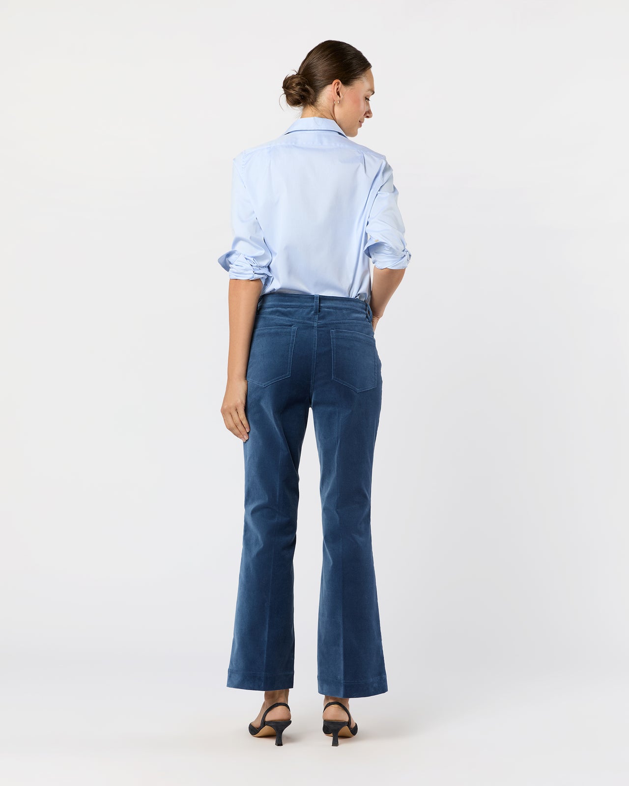 Kendall Flare 5-Pocket Jean in Dutch Blue Stretch Velveteen