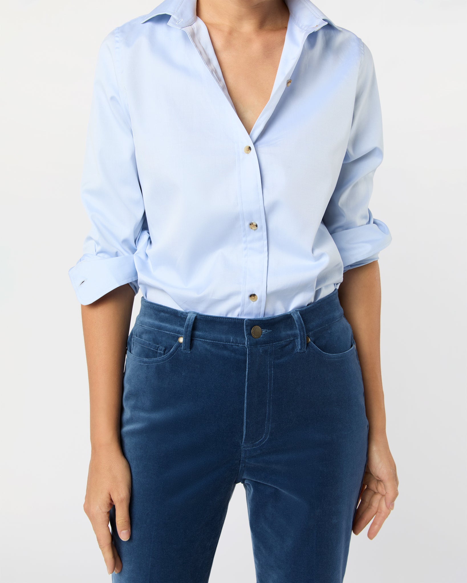 Kendall Flare 5-Pocket Jean in Dutch Blue Stretch Velveteen