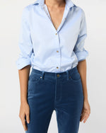Load image into Gallery viewer, Kendall Flare 5-Pocket Jean in Dutch Blue Stretch Velveteen
