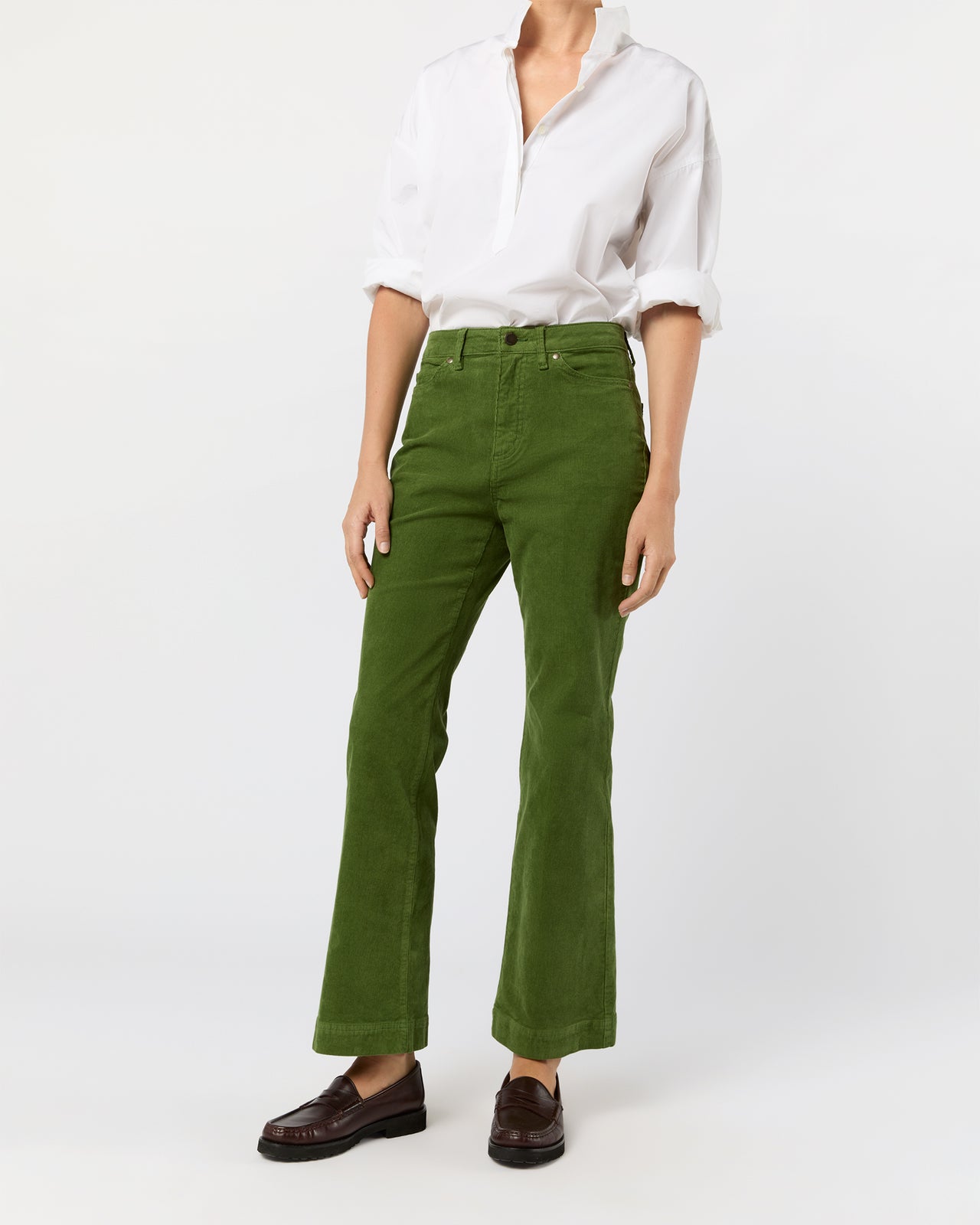 Kendall Flare 5-Pocket Jean in Avocado Stretch Cord