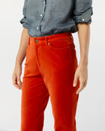 Load image into Gallery viewer, Kendall Flare 5-Pocket Jean in Persimmon Stretch Velveteen

