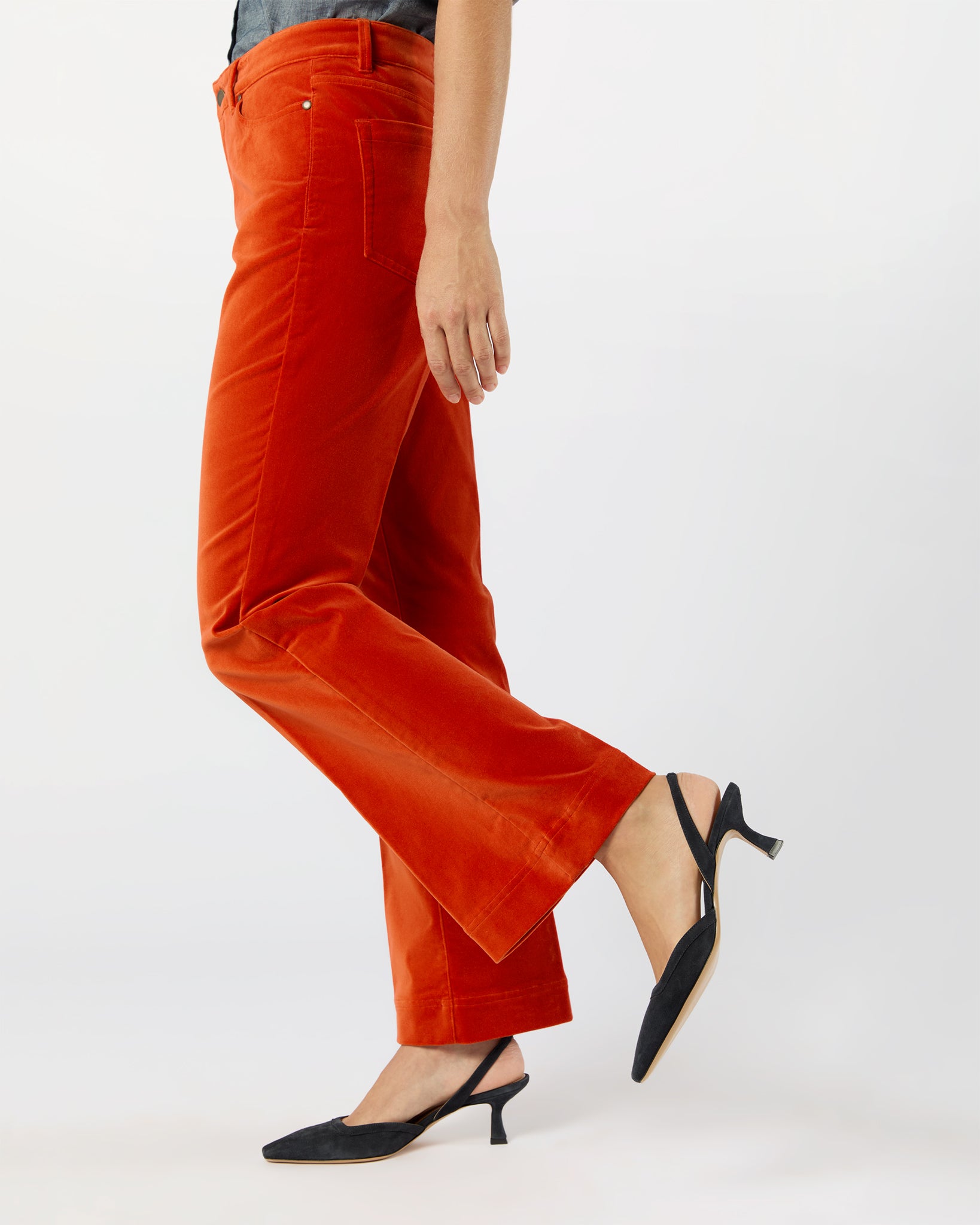 Kendall Flare 5-Pocket Jean in Persimmon Stretch Velveteen