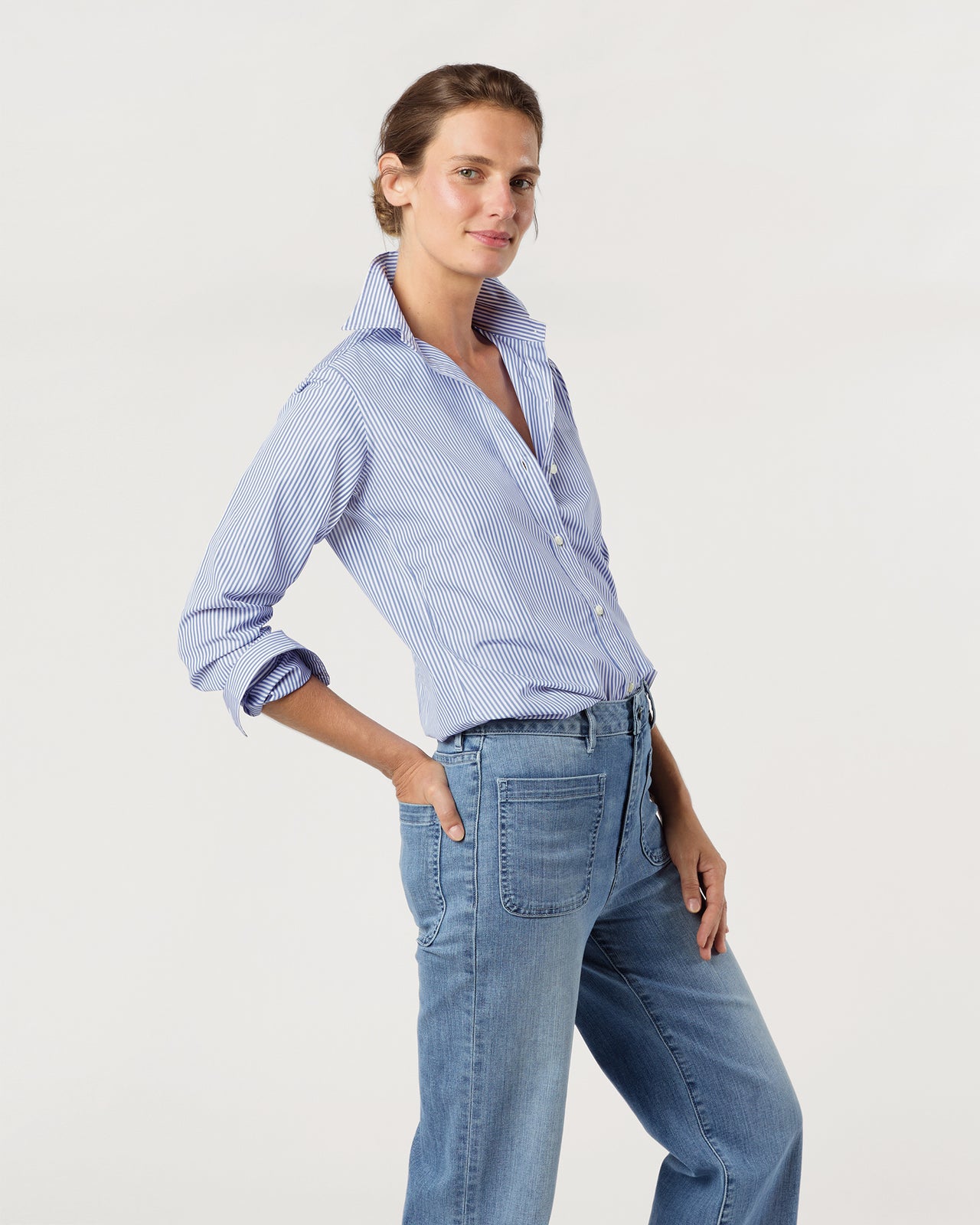 Icon Shirt in Blue Bengal Stripe Poplin