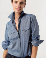 Load image into Gallery viewer, Western Shirt in Indigo Cotolino Chambray
