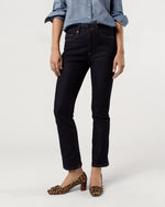 Load image into Gallery viewer, Flare Cropped 5-Pocket Jean in Indigo Stretch Denim
