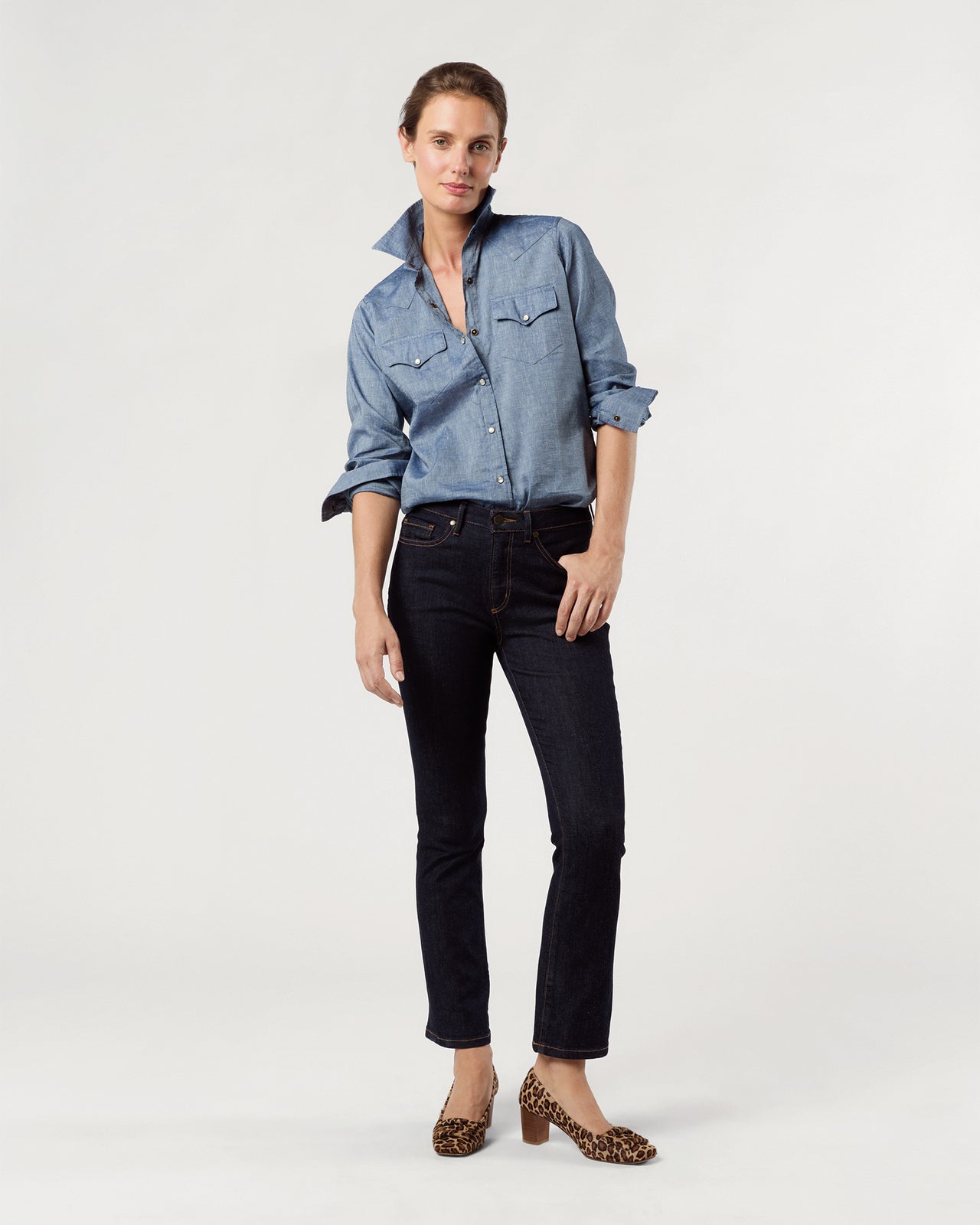 Western Shirt in Indigo Cotolino Chambray